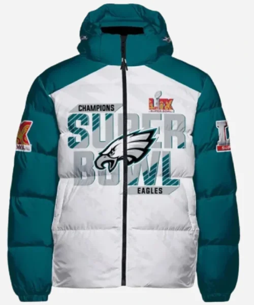 Philadelphia Eagles Super Bowl LIX Champions Puffer Hooded Jacket