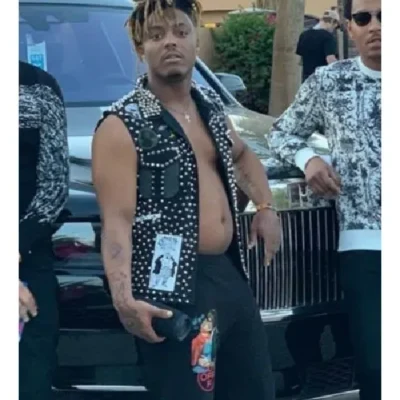 Rapper Juice Wrld 999 Black Studded Jean Vest