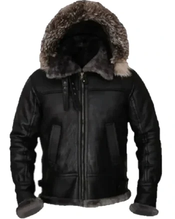 Robert All Black Shearling B3 Parka Jacket