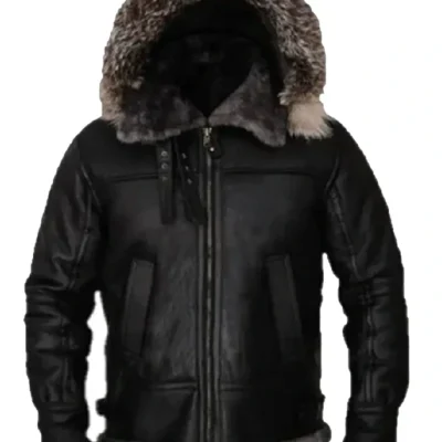 Robert All Black Shearling B3 Parka Jacket