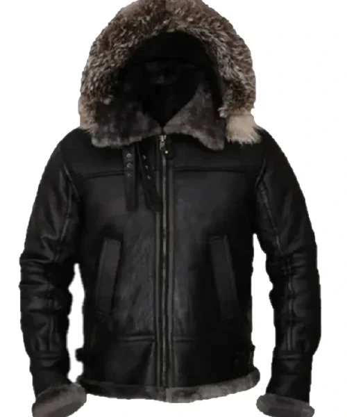 Robert All Black Shearling B3 Parka Jacket