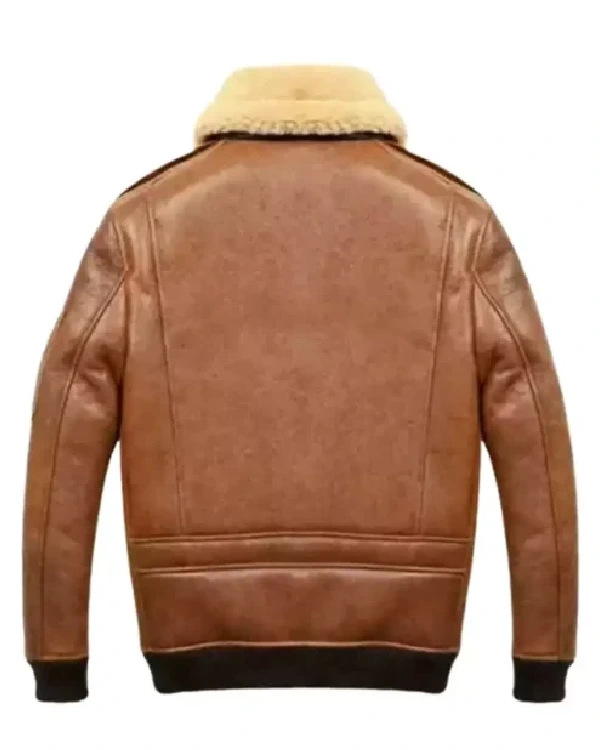 Samuel Tan Brown Shearling Fur SF Bomber Warm Winter Leather Jacket