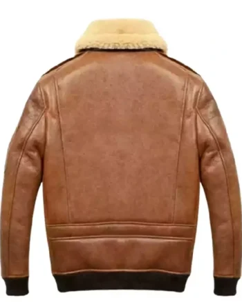 Samuel Tan Brown Shearling Fur SF Bomber Warm Winter Leather Jacket