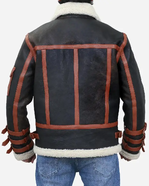 Scott-SF Bomber Pilot Flight Cargo Style Aviator Real Shearling Fur Leather Jacket Sale