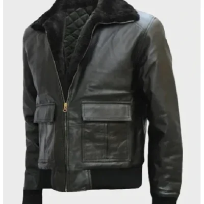 Shaun Black Bomber Sheepskin Real Leather Jacket