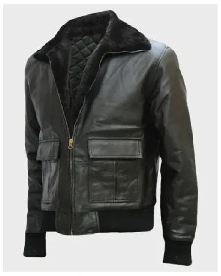 Shaun Black Bomber Sheepskin Real Leather Jacket