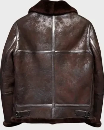 Shawn Distressed SF Shearling Brown Leather Jacket