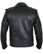 Shop Mens Black Leather Riding Jacket With Shoulder Padded Sleeves Sale