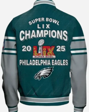 Super Bowl LIX 2025 Philadelphia Eagles Champions Green Varsity Bomber Jacket
