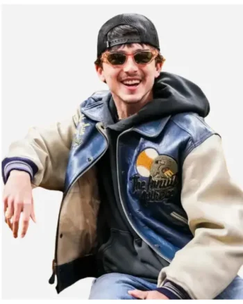 Timothée Chalamet Knicks NBA Playoffs Game Leather Jacket