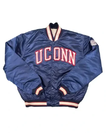 University of Connecticut Blue Satin Varsity Jacket