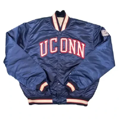 University of Connecticut Blue Satin Varsity Jacket