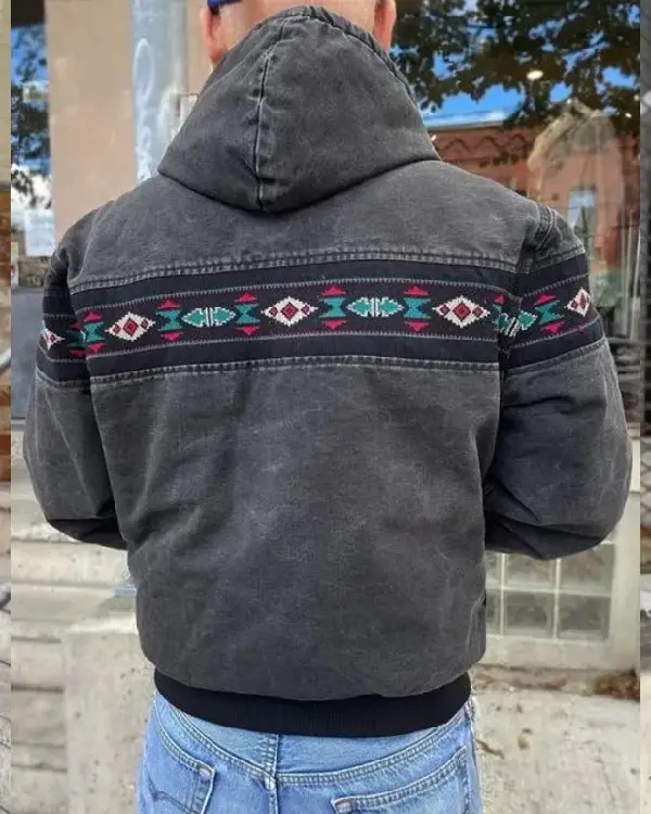 Vintage 90s Carhartt Aztec Southwestern Bomber Jacket Black