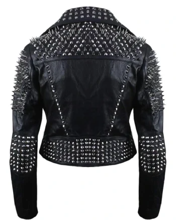 Vintage Womens Leather Studded Biker Jacket