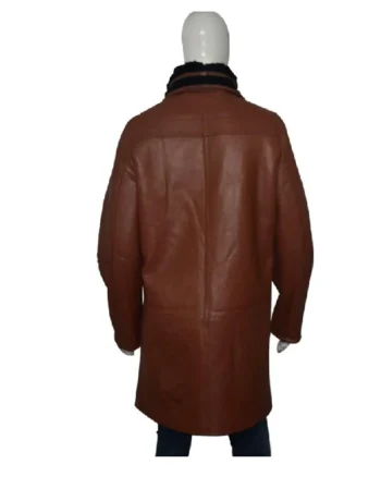 Wesley RAF SF Bomber Warm Duffle Brown Leather Coat