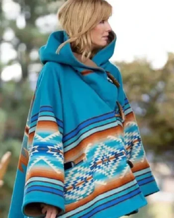 Yellowstone Beth Dutton Blue Hooded Wool Coat