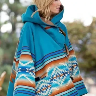 Yellowstone Beth Dutton Blue Hooded Wool Coat