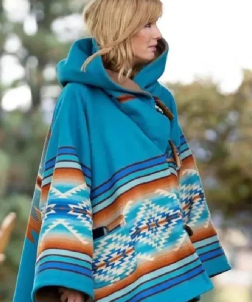 Yellowstone Beth Dutton Blue Hooded Wool Coat