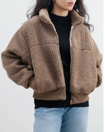 Zipper Style Sherpa Jacket Women