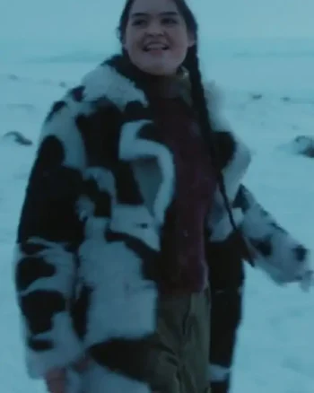 Anna Lambe TV Series North of North 2025 Siaja Cow Print Shearling Jacket sale