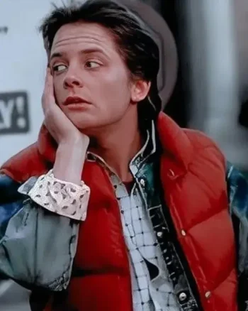 Back to the Future Marty McFly Puffer Vest Red - Image 2
