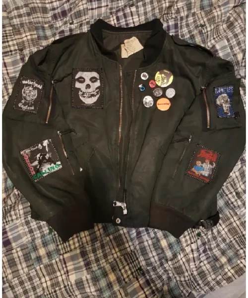 Black Leather Bomber Battle Jacket
