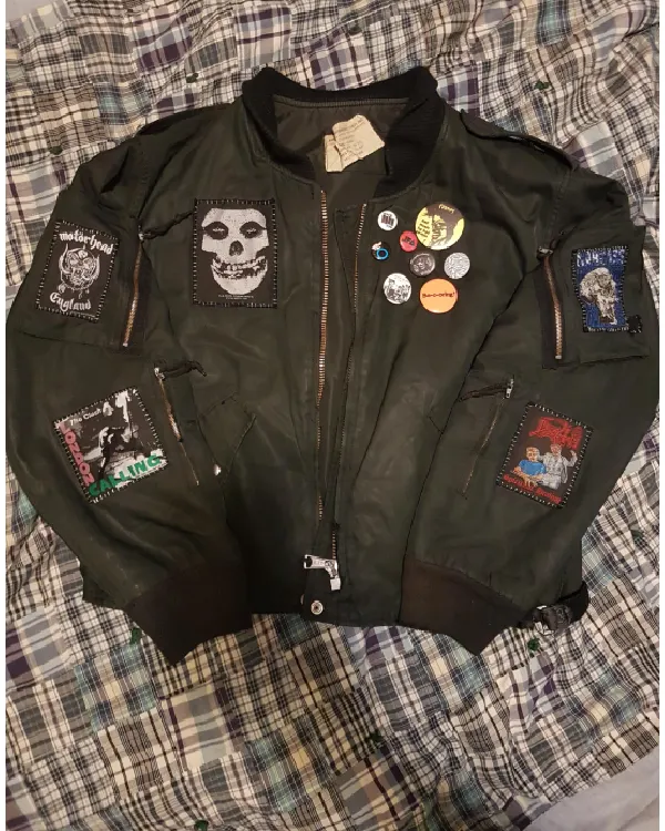 Black Leather Bomber Battle Jacket