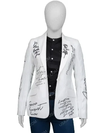Bold And The Beautiful Katherine Kelly Lang White Printed Blazer