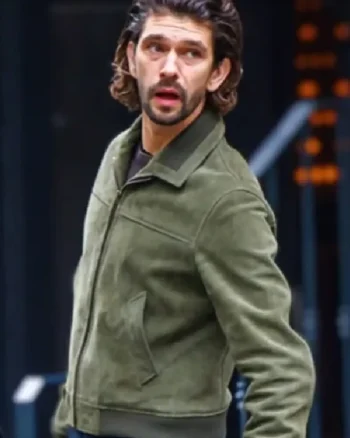 Buy Ben Whishaw TV Series Black Doves S01 Sam Young Bomber Style Green Suede Leather Jacket For Sale