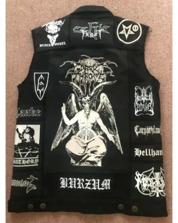 Buy Black Metal Battle Jacket Cut-Off Denim Vest Sale