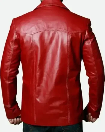 Buy Brad Pitt Fight Club Movie Tyler Durden Red Leather Blazer Jacket On Sale back