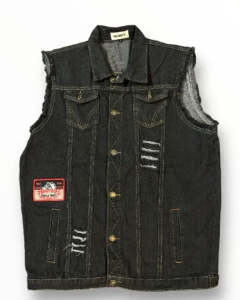 Buy Dark Black Denim Battle Vest