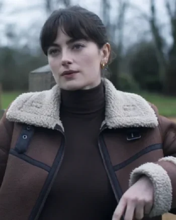 Buy Eliza TV Series Surface 2025 Millie Brady Brown Shearling Leather Jacket Sale