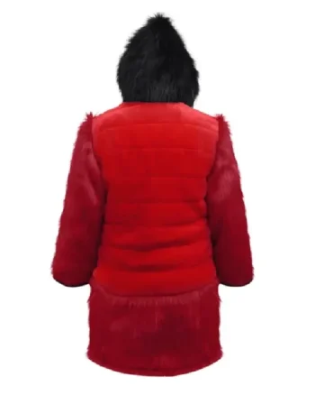 Emma Stone 101 Dalmatians Cruella Devil Fur Red Coat - Image 3