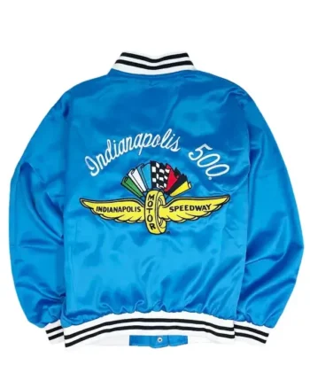 Buy Indianapolis 500 Motor Speedway 70’s Unisex Blue Satin Bomber Jacket For Sale
