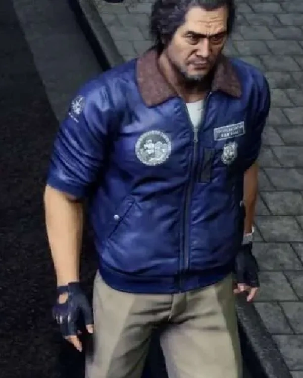 Buy Like a Dragon Infinite Wealth 2024 Kouichi Adachi Blue Shearling Bomber Jacket Sale