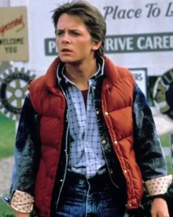 Buy Marty Mcfly Back To The Future Red Puffer Vest Sale