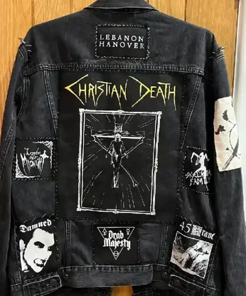 Buy Men Black Denim Goth Battle Jacket Sale