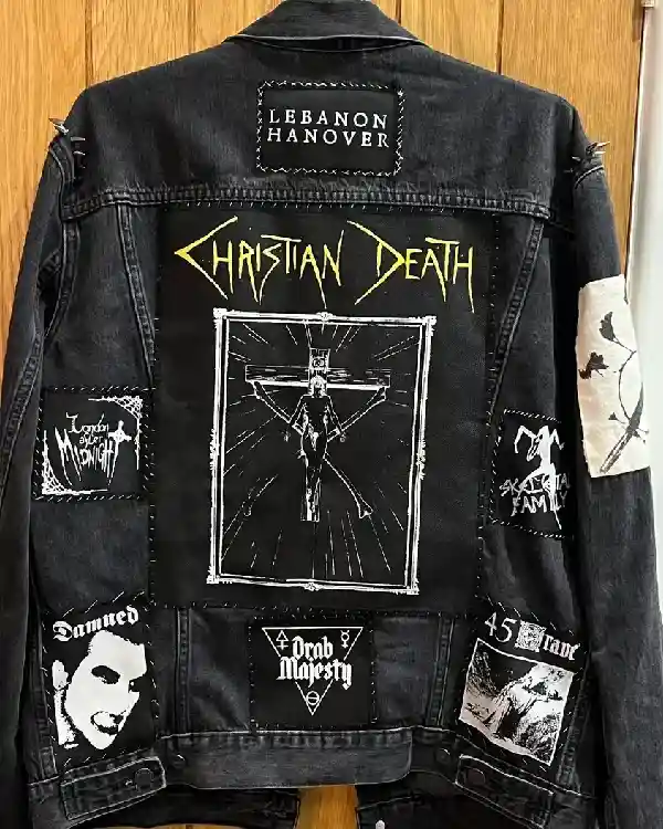 Buy Men Black Denim Goth Battle Jacket Sale