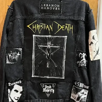Buy Men Black Denim Goth Battle Jacket Sale