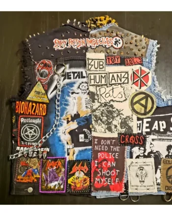 Buy Metal Blue And Black Punk Battle Jacket Sale