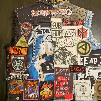 Buy Metal Blue And Black Punk Battle Jacket Sale