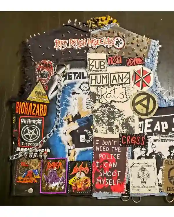 Buy Metal Blue And Black Punk Battle Jacket