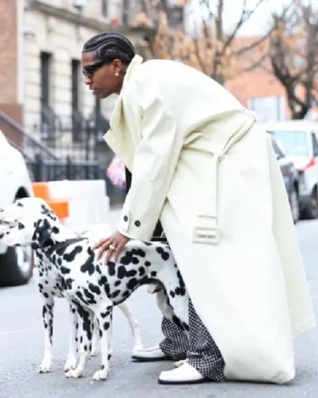 Buy NYC Harlem Photoshoot For Vogue 2025 A$AP Rocky White Trench Coat