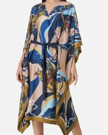 The White Lotus S03 Parker Posey Wavey Printed Kaftan Silk Robe - Image 2
