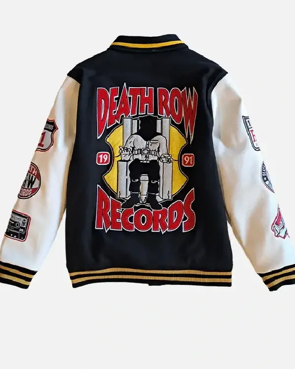 Buy Record Label Death Row Records Black and White Varsity Bomber bak