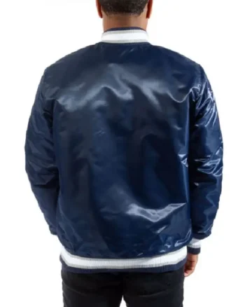 Buy Starter Georgetown Hoyas Satin Bomber Navy Blue Jacket Sale