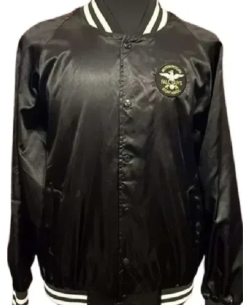 Buy Stuntman Association The Fall Guy Lee Majors Black Satin Varsity Jacket For Sale