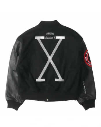 Buy Supreme 40 Acres Malcolm X Sleeve Leather Varsity Jacket Sale