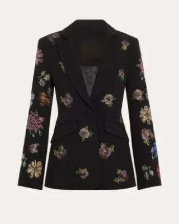 The View Joy Behar Black Floral Embellished Blazer - Image 3